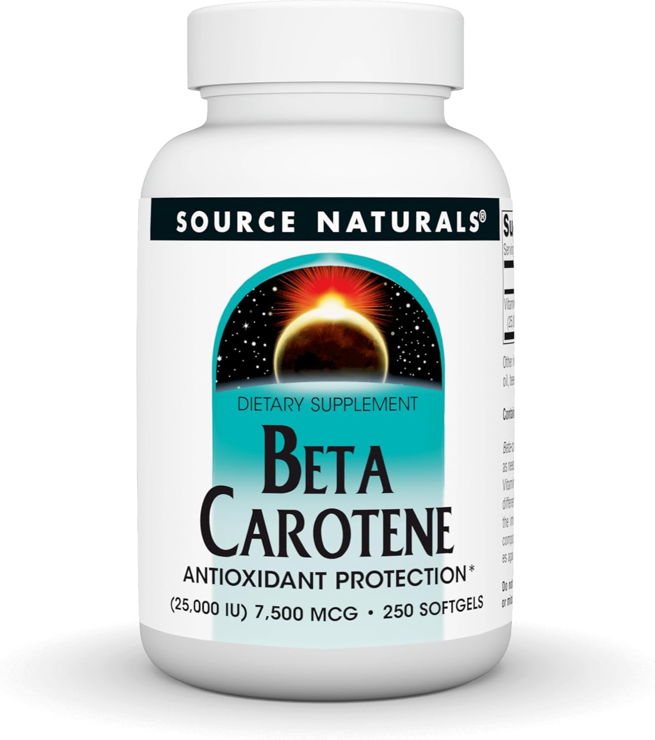 High Potency Beta Carotene 25000 IU Softgels for Antioxidant Protection and Vitamin A Conversion - 250 Count