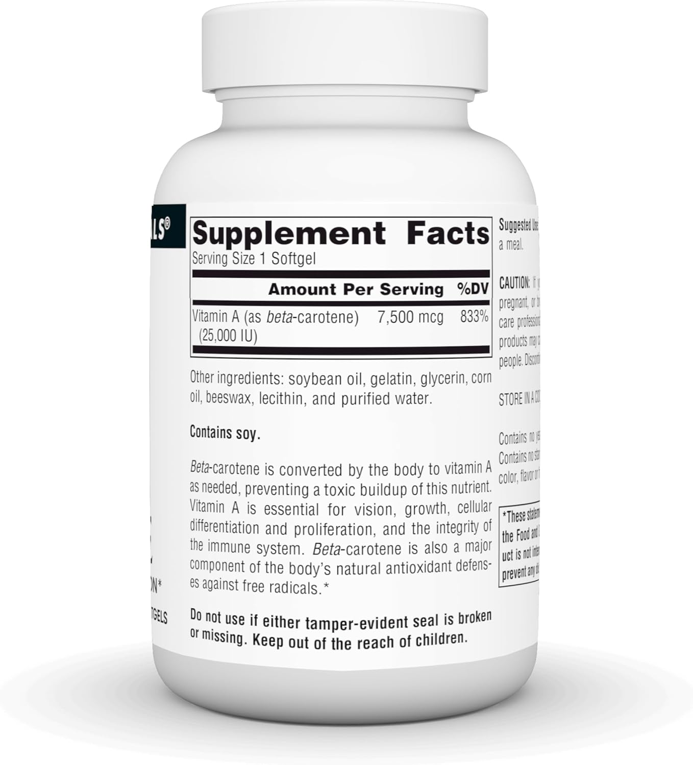 High Potency Beta Carotene 25000 IU Softgels for Antioxidant Protection and Vitamin A Conversion - 250 Count