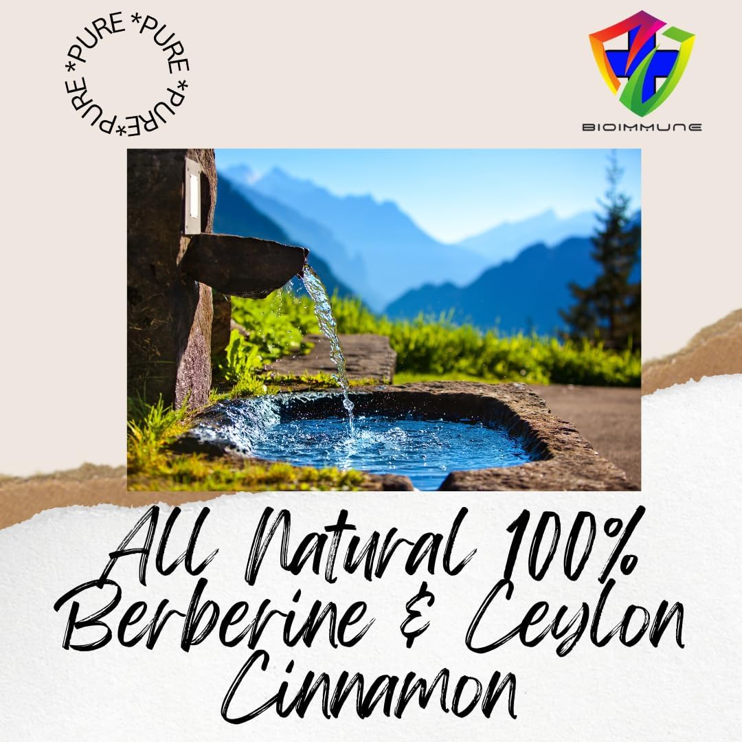 High Potency BioImmune Berberine Supplement with Ceylon Cinnamon for Maximum Absorption - 8,500mg Capsule