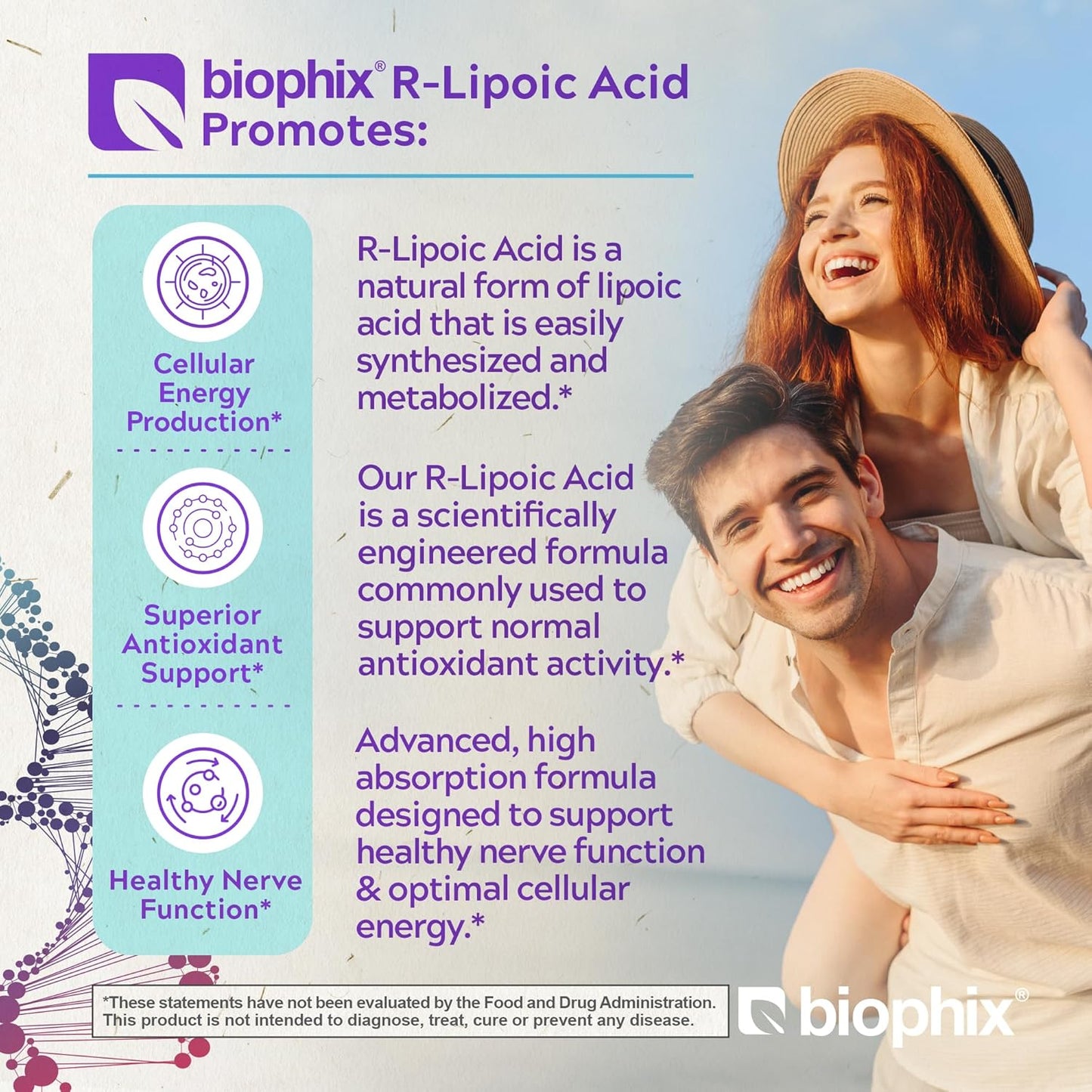 High Potency Biophix R-Lipoic Acid with Biotin for Antioxidant Support - 120 Veggie Capsules, Gluten-Free, Non-GMO - Boosts Energy Levels