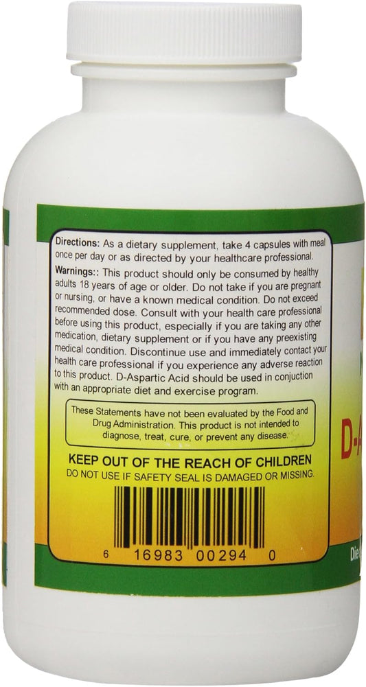 High Potency Biotech D-Aspartic Acid Supplement, 3000 mg, 200 Count x 2 - Muscle & Strength Support