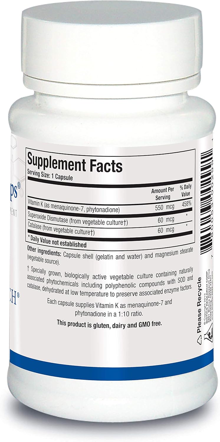 High Potency Biotics Research Bio K Forte Caps with Vitamin K1 & MK 7 in 1:10 Ratio - 60 Capsules