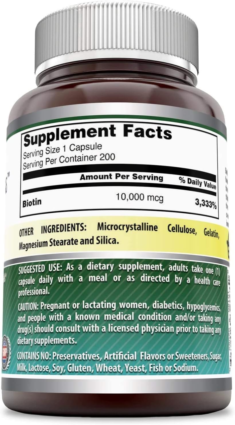 High Potency Biotin 10,000 Mcg Supplement - 600 Capsules - Amazing Nutrition Formula for Healthy Hair, Skin, and Nails