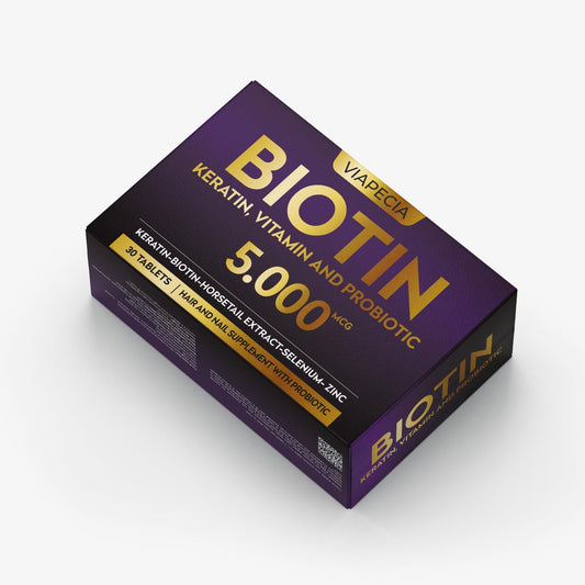 High Potency Biotin Supplement for Hair Growth - Supports Keratin Production and Tissue Regeneration - 30 Capsules