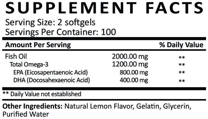 High Potency BioTrition Mega Omega 3 Fish Oil Supplement with EPA & DHA - Burpless & Odorless Formula for Heart Health