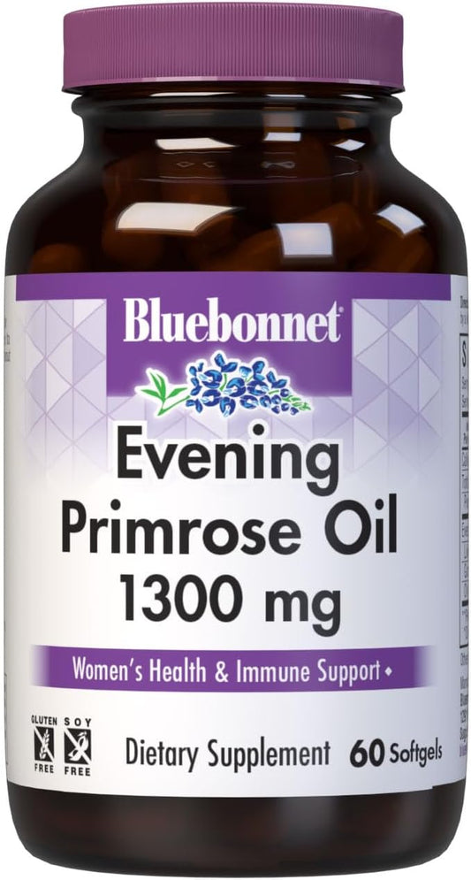 High Potency Bluebonnet Nutrition Evening Primrose Oil Supplement - 1300 mg Omega-6 Fatty Acids, Non-GMO & Gluten-Free