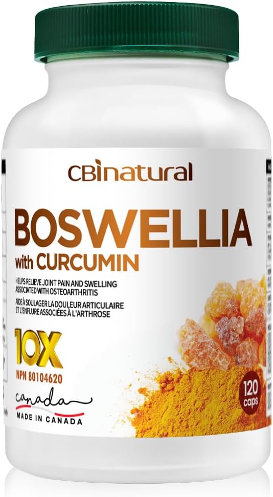 High Potency Boswellia & Curcumin Supplement - 120 Vegan Capsules, 10:1 Extract, 333mg Boswellia & 100mg Curcumin