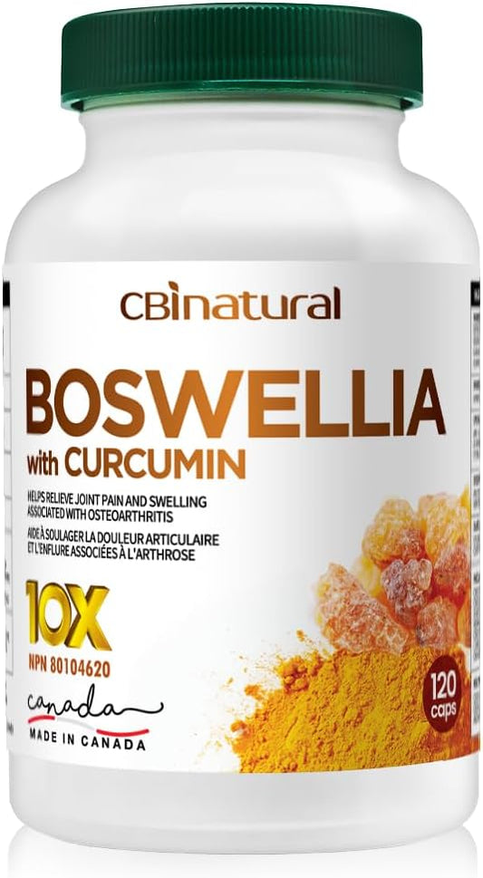 High Potency Boswellia & Curcumin Supplement - 120 Vegan Capsules, 10:1 Extract, 333mg Boswellia & 100mg Curcumin