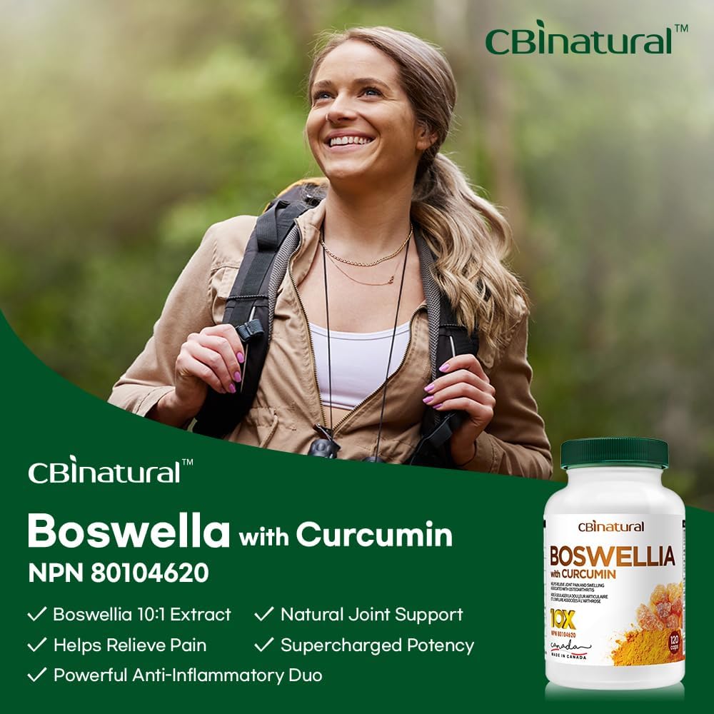 High Potency Boswellia & Curcumin Supplement - 120 Vegan Capsules, 10:1 Extract, 333mg Boswellia & 100mg Curcumin