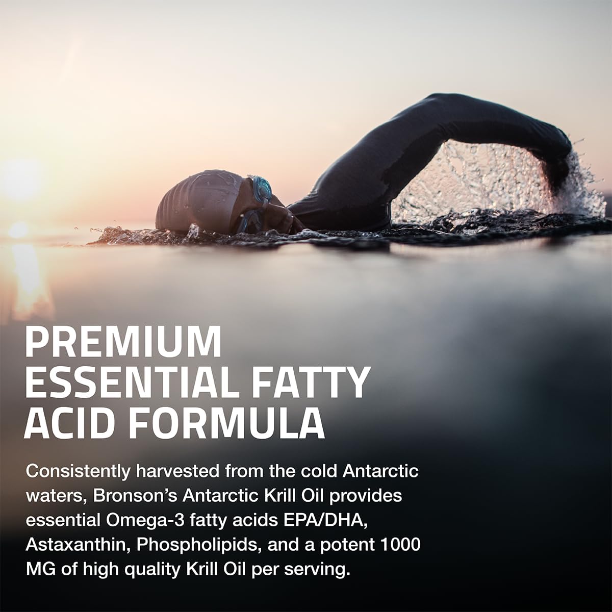 High Potency Bronson Antarctic Krill Oil Softgels with Omega-3s, Astaxanthin, and Phospholipids - 60 Count