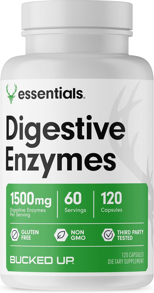 High-Potency Bucked Up Digestive Enzymes - 1500mg, 60 Servings, 120 Capsules