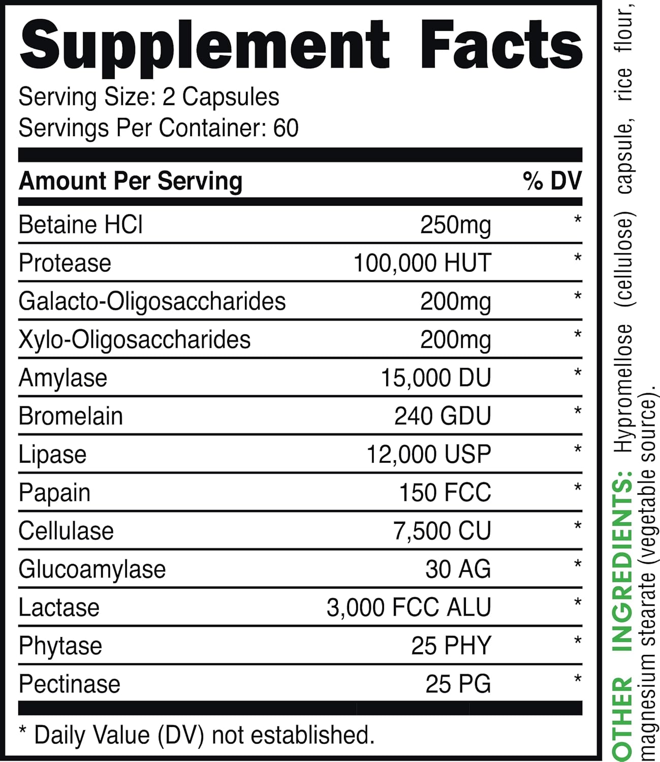 High-Potency Bucked Up Digestive Enzymes - 1500mg, 60 Servings, 120 Capsules