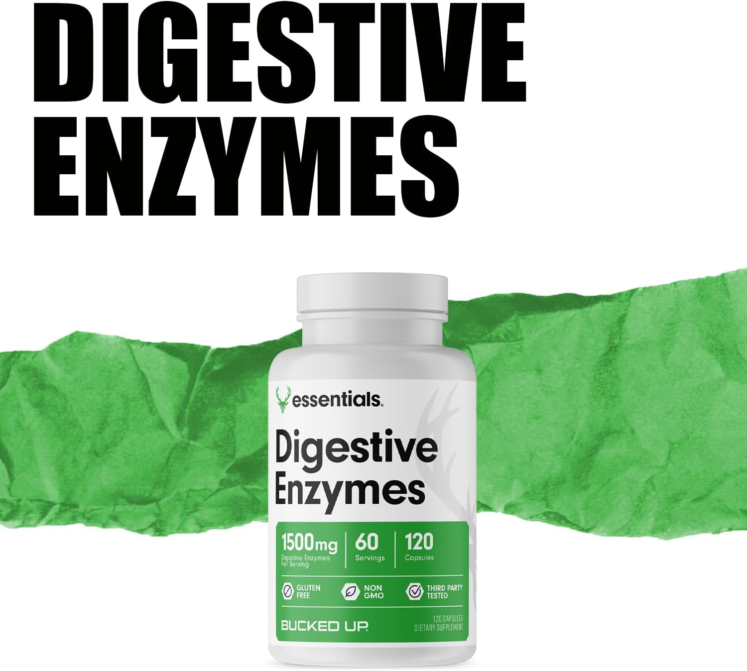 High-Potency Bucked Up Digestive Enzymes - 1500mg, 60 Servings, 120 Capsules