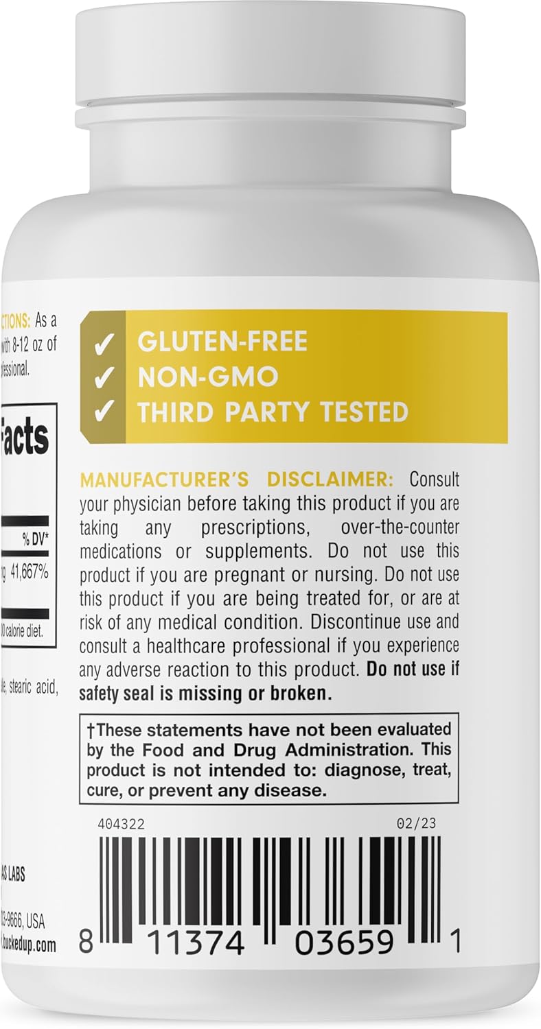 High Potency Bucked Up Vitamin B1 500mg Capsules, Essential Nutrient Supplement (90 Servings)