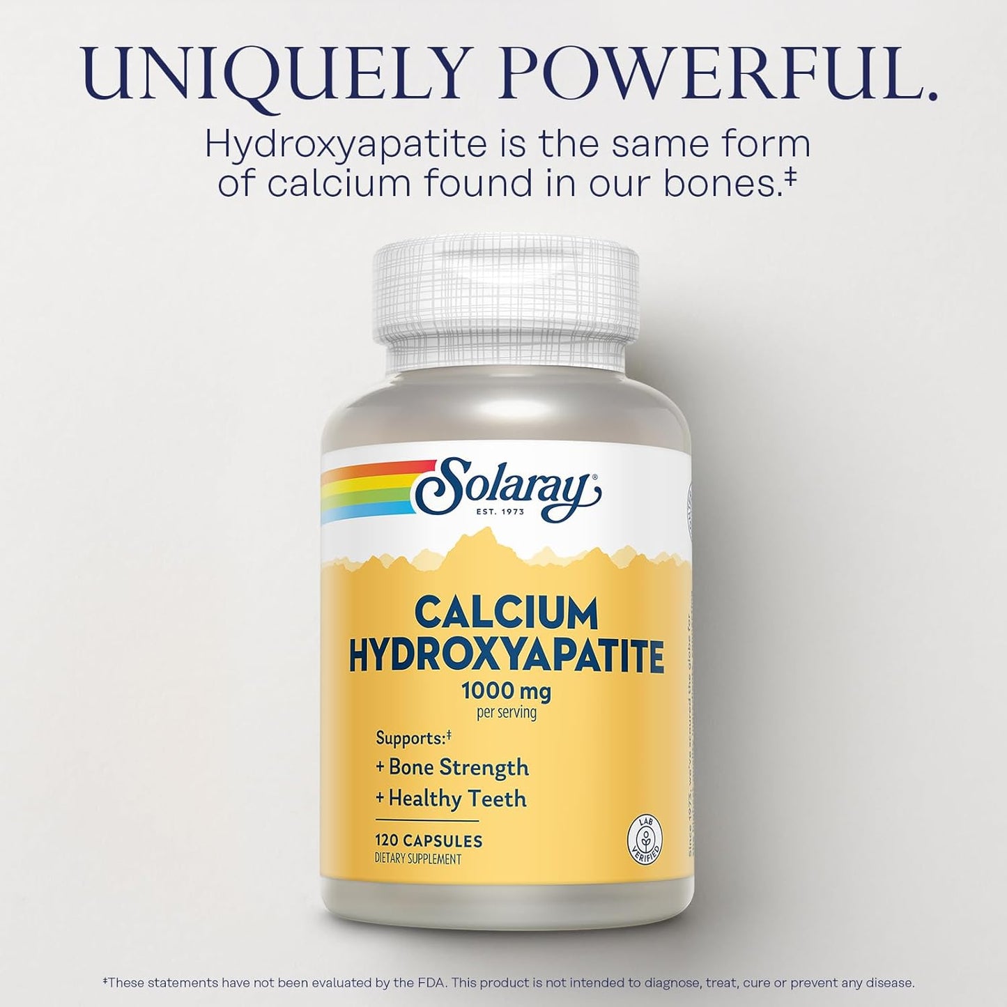High Potency Calcium Hydroxyapatite Supplement for Bone Strength - 1000mg per Serving - Supports Healthy Teeth - Lab Verified - 60-Day Guarantee - 120 Capsules, 30 Servings