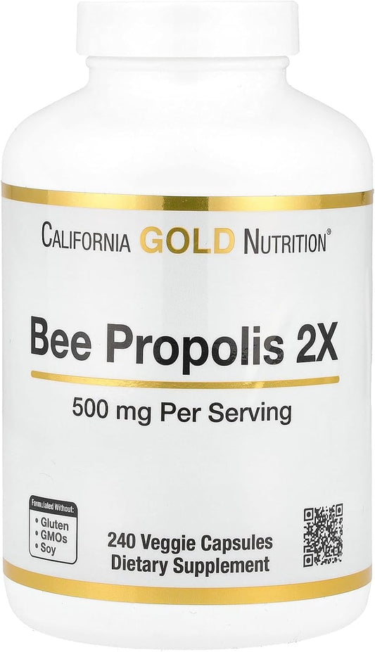 High Potency California Gold Nutrition Bee Propolis Extract, 500mg, Boosts Immune Health & Vitality, 240 Veg Caps