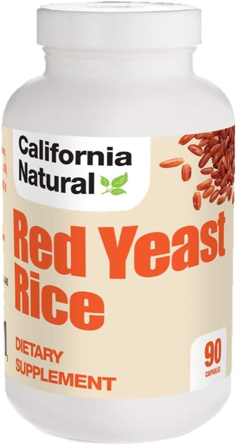 High Potency California Red Yeast Rice Extract 600mg Capsules - Heart Health & Cholesterol Support - Vegetarian Supplement - 90 Pills