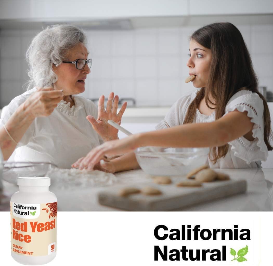 High Potency California Red Yeast Rice Extract 600mg Capsules - Heart Health & Cholesterol Support - Vegetarian Supplement - 90 Pills