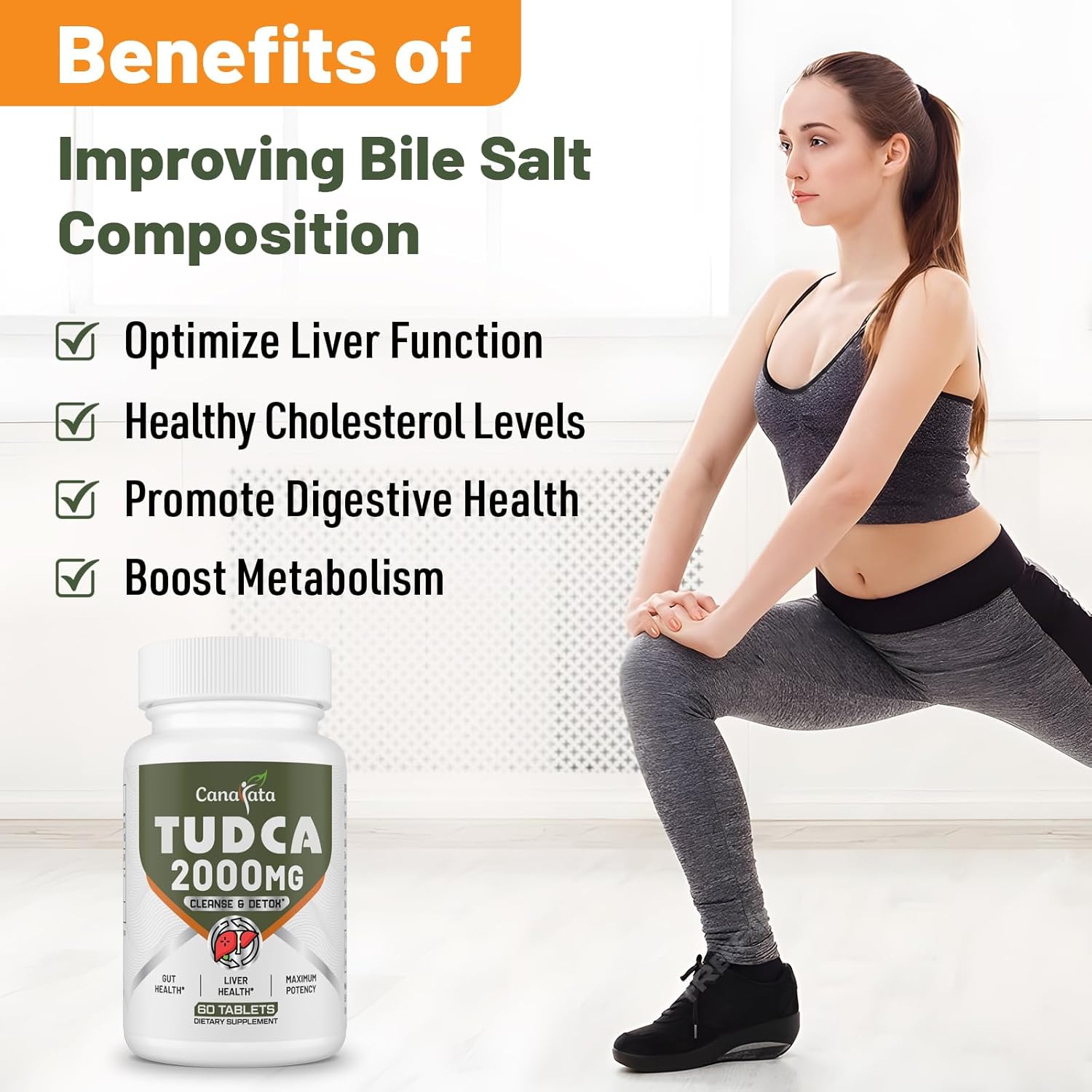 High Potency Canarata TUDCA Liver Support Supplement - Promotes Liver Detox & Cleansing - Supports Liver & Gallbladder Health - Easy-to-Swallow Tablets - 60 Day Supply