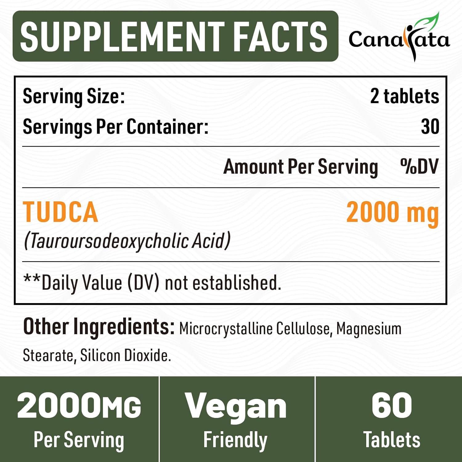 High Potency Canarata TUDCA Liver Support Supplement - Promotes Liver Detox & Cleansing - Supports Liver & Gallbladder Health - Easy-to-Swallow Tablets - 60 Day Supply