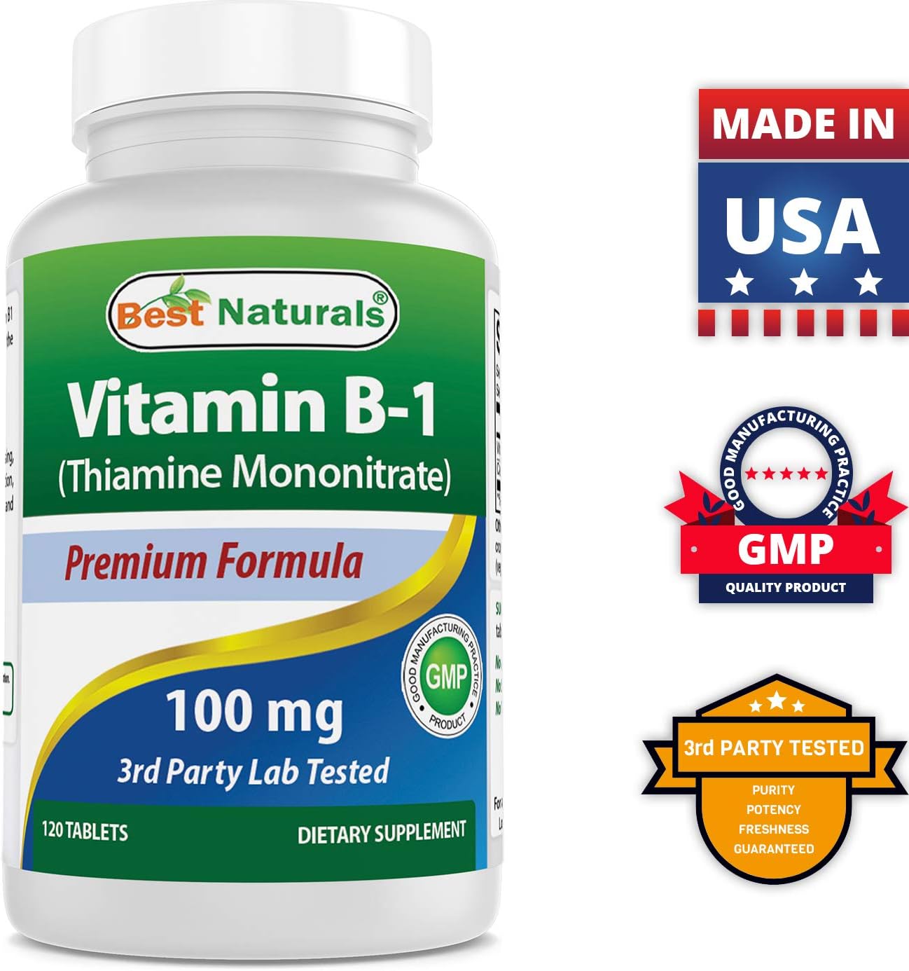 High Potency Choline Bitartrate 650mg with Vitamin B1 100mg for Cognitive Support