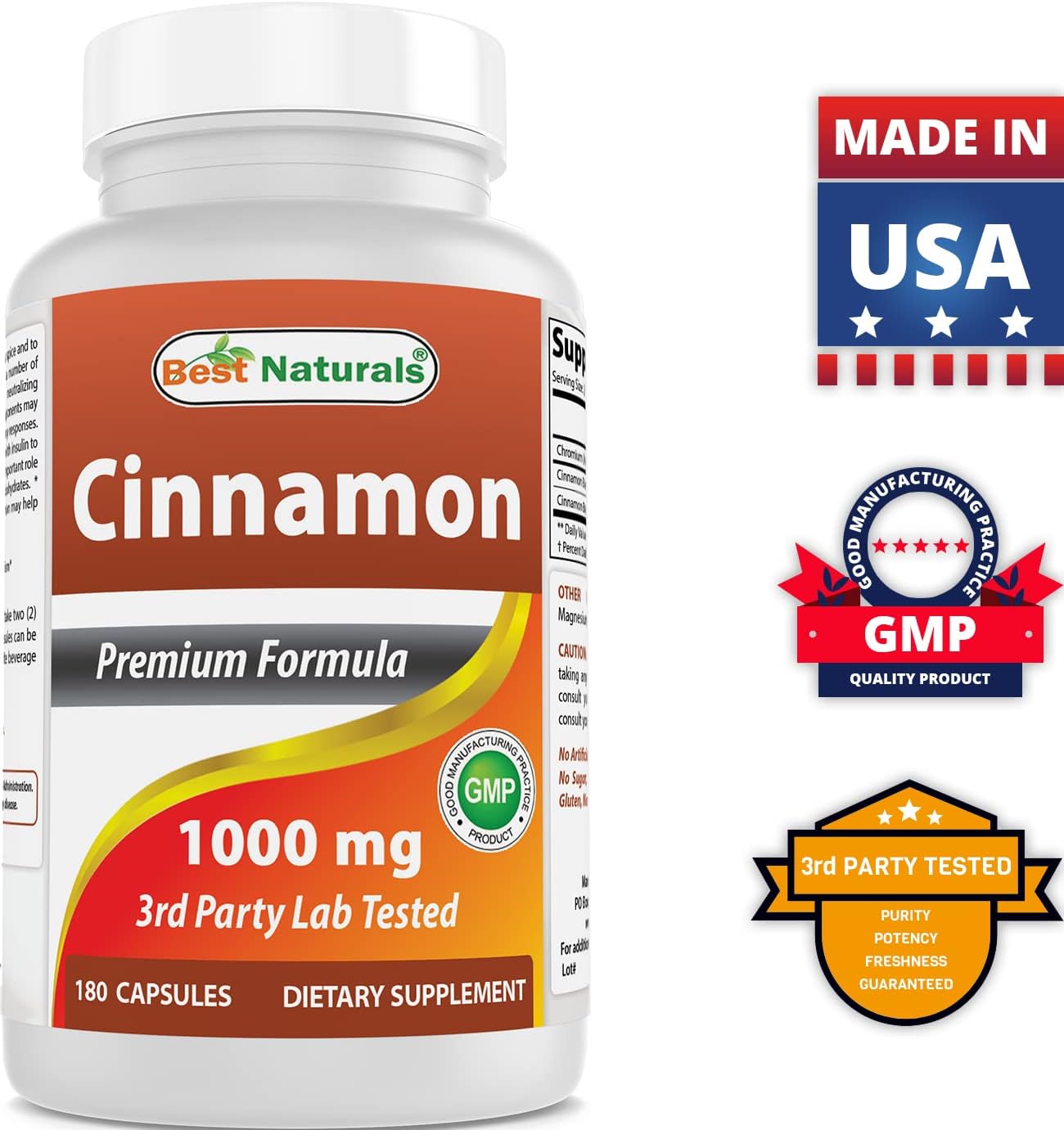 High Potency Cinnamon 1000 mg with Magnesium Glycinate 425 mg - Natural Supplement for Wellness
