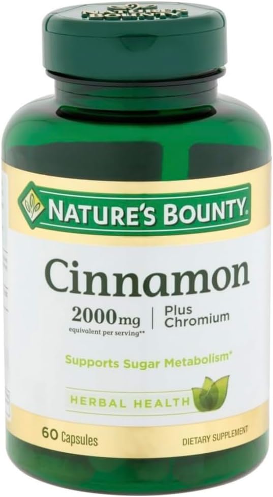 High Potency Cinnamon 2000 with Chromium Capsules - 180 Pills - 3 Pack - Dietary Supplement by Nature's Bounty