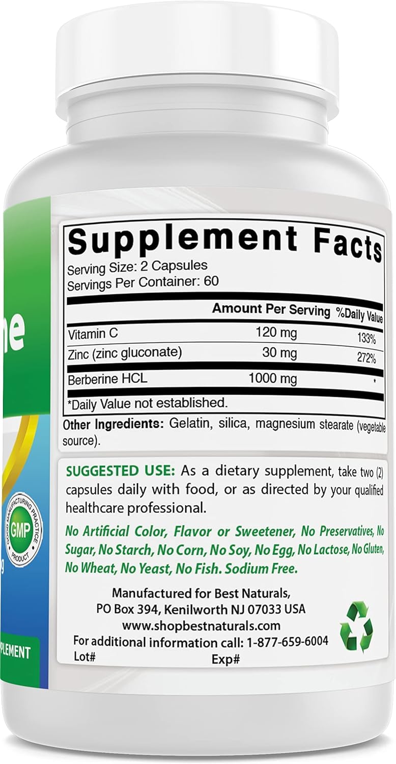 High Potency Cinnamon 500mg and Berberine 1000mg Supplement for Natural Health Support