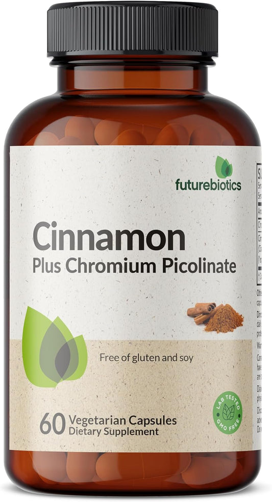 High Potency Cinnamon Plus Chromium Picolinate Supplement by Futurebiotics - 60 Vegetarian Capsules, Non-GMO