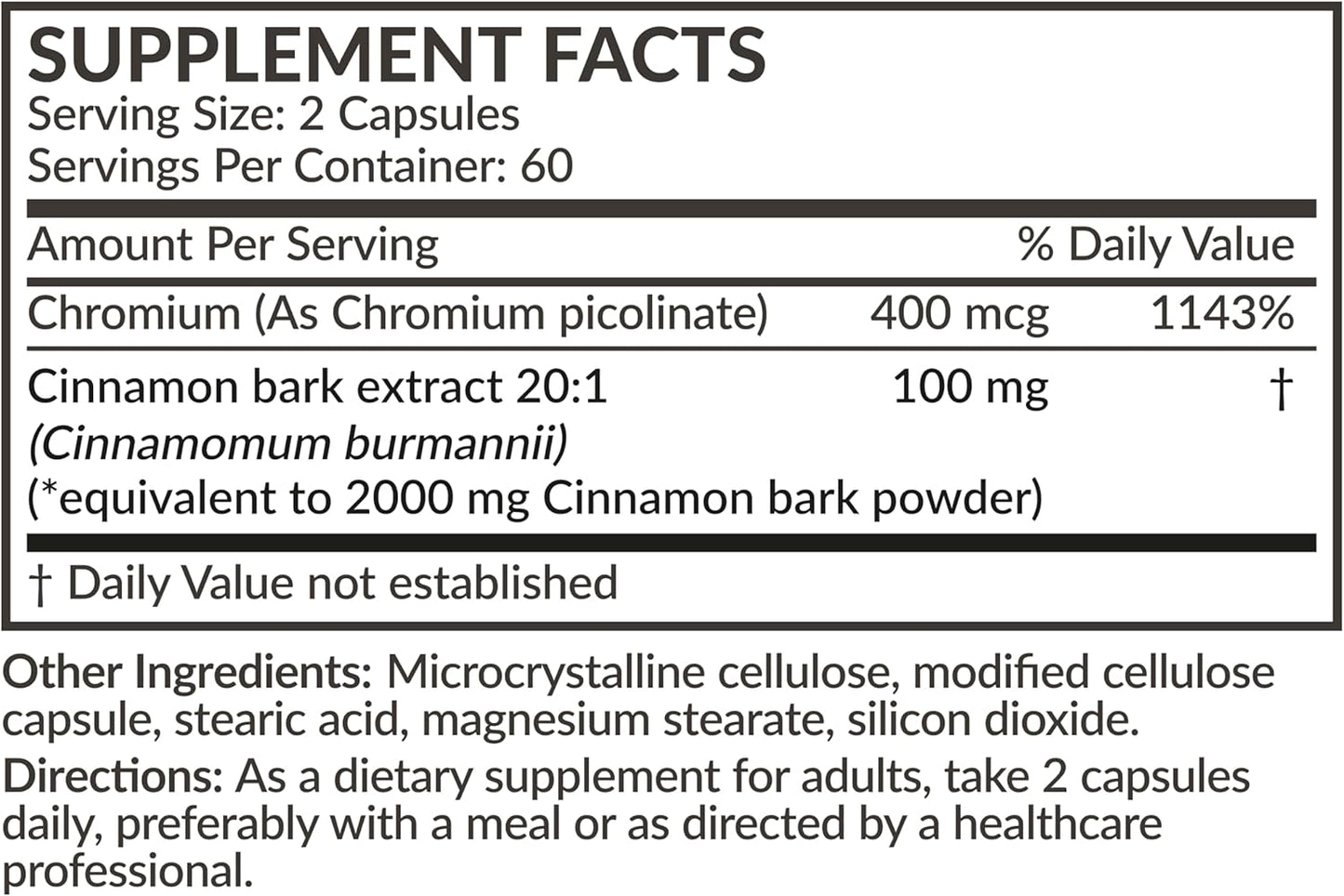 High Potency Cinnamon Plus Chromium Picolinate Supplement by Futurebiotics - 120 Vegetarian Capsules, Non-GMO