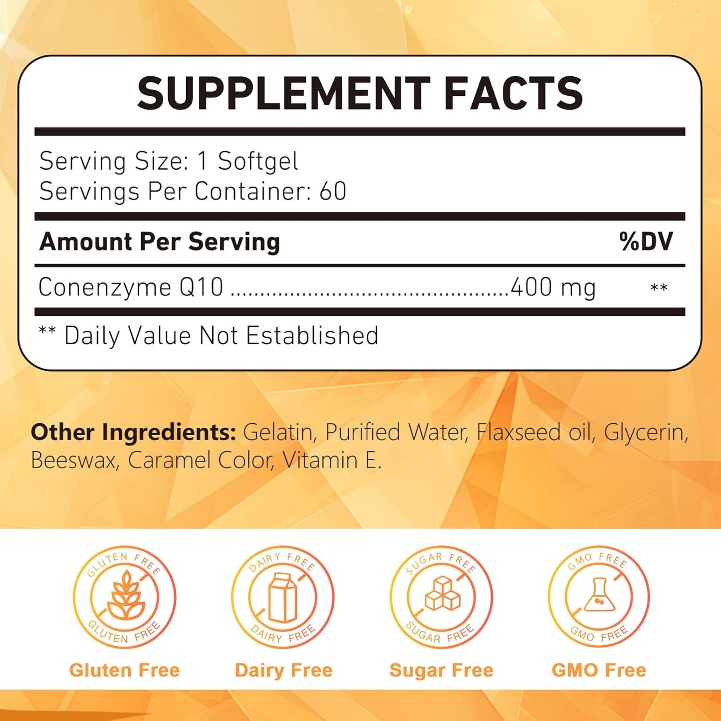 High Potency CoEnzyme Q10 Softgels 400mg for Heart Health, Cardio Support & Energy - Gluten Free
