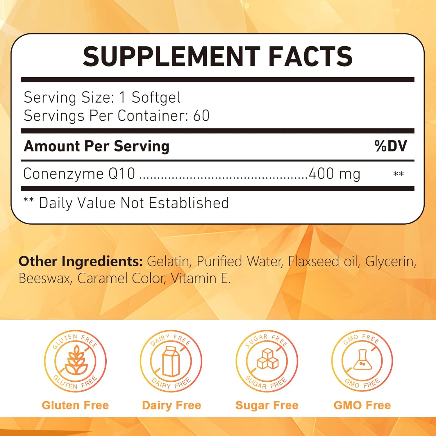 High Potency CoEnzyme Q10 Softgels 400mg for Heart Health, Cardio Support & Energy - Gluten Free