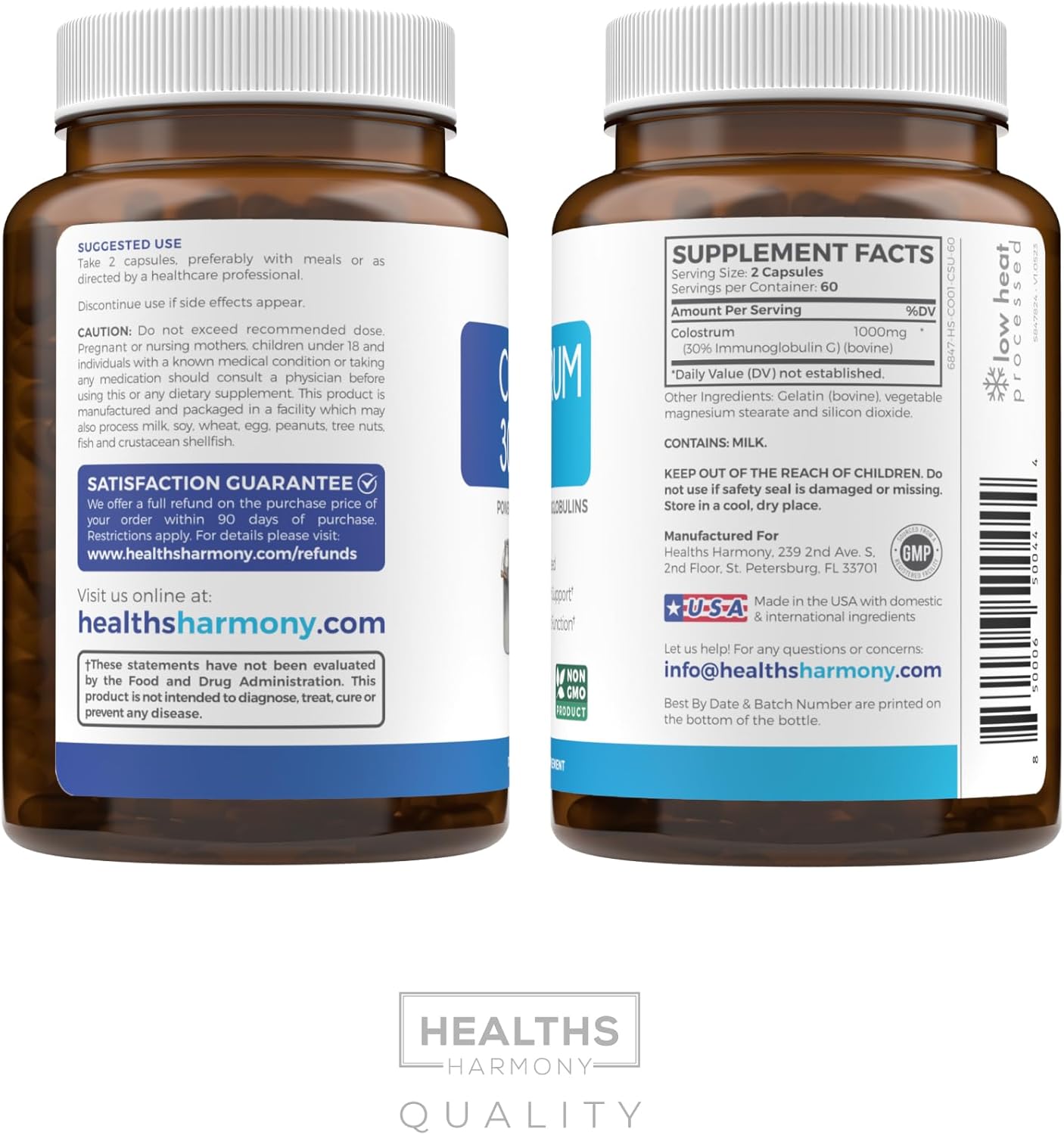 High Potency Colostrum Capsules - 1,000mg (Non-GMO) with 30% IgG Immunoglobulins - Supports Immune System, Gut & Respiratory Health - 120 Capsules