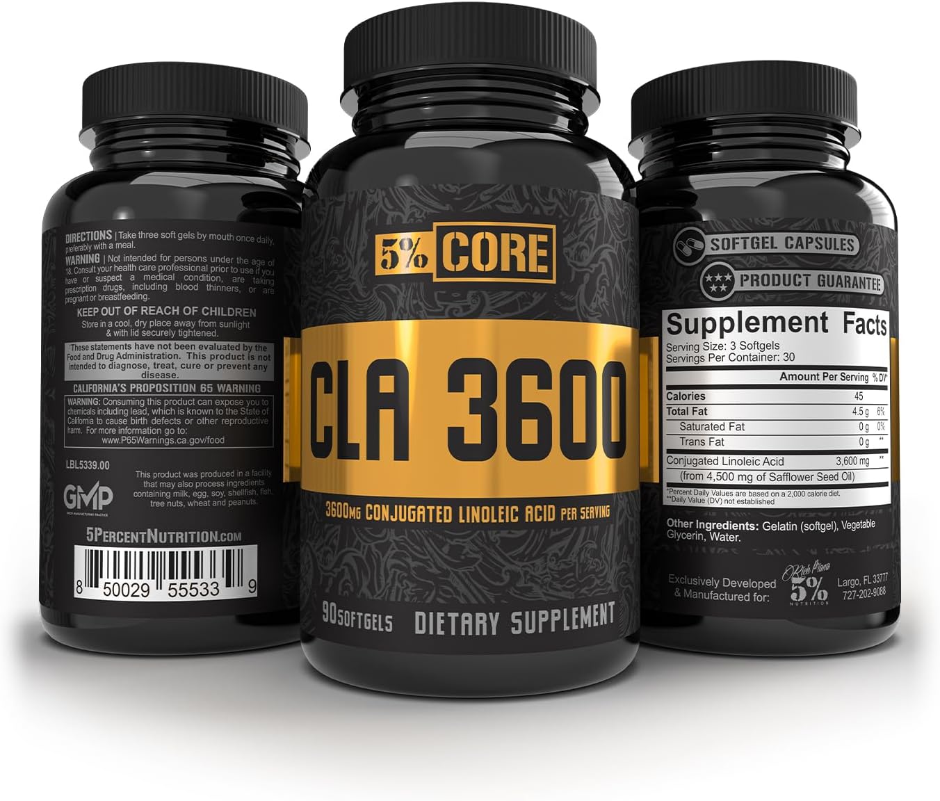High Potency Core CLA Supplement for Weight Loss, Metabolism & Muscle Support | 3,600mg Conjugated Linoleic Acid | 30 Servings | 90 Softgels