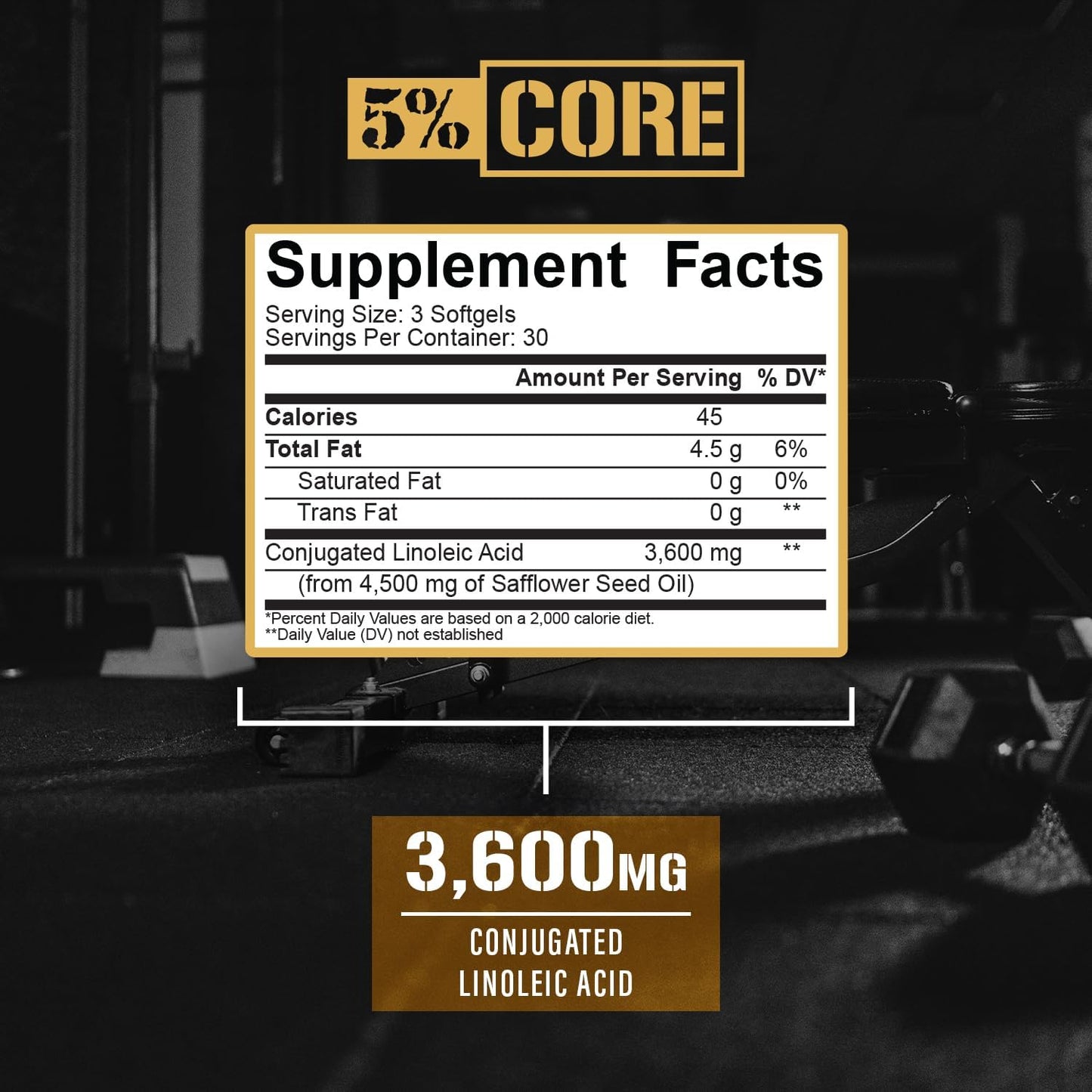 High Potency Core CLA Supplement for Weight Loss, Metabolism & Muscle Support | 3,600mg Conjugated Linoleic Acid | 30 Servings | 90 Softgels