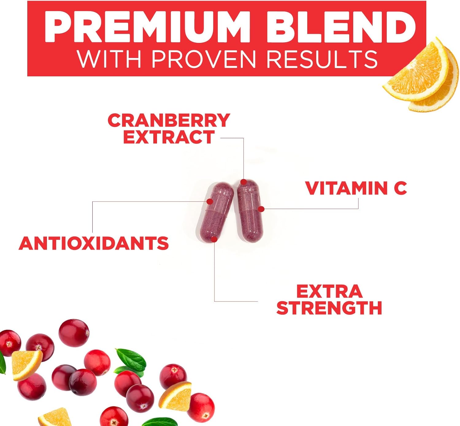 High Potency Cranberry Pills with Vitamin C - 25,000mg Concentrate Extract - Supports Urinary Tract Health - Natural Supplement for Men & Women - 120 Capsules