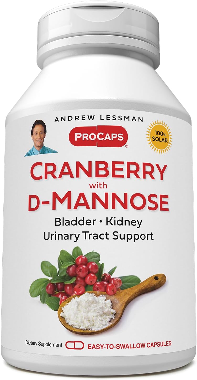 High Potency Cranberry with D-Mannose Capsules - 360 Count - Supports Bladder, Kidney, and Urinary Tract Health - Standardized Concentrate
