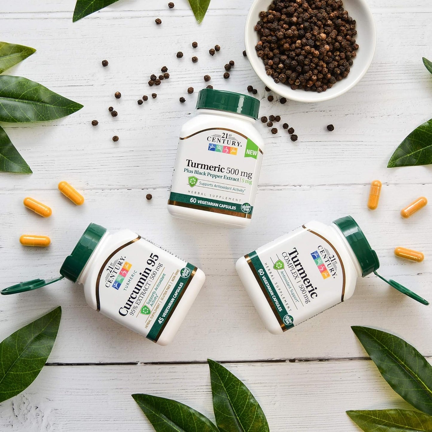 High Potency Curcumin 95 Herbal Supplements for Modern Living, 45 Capsules