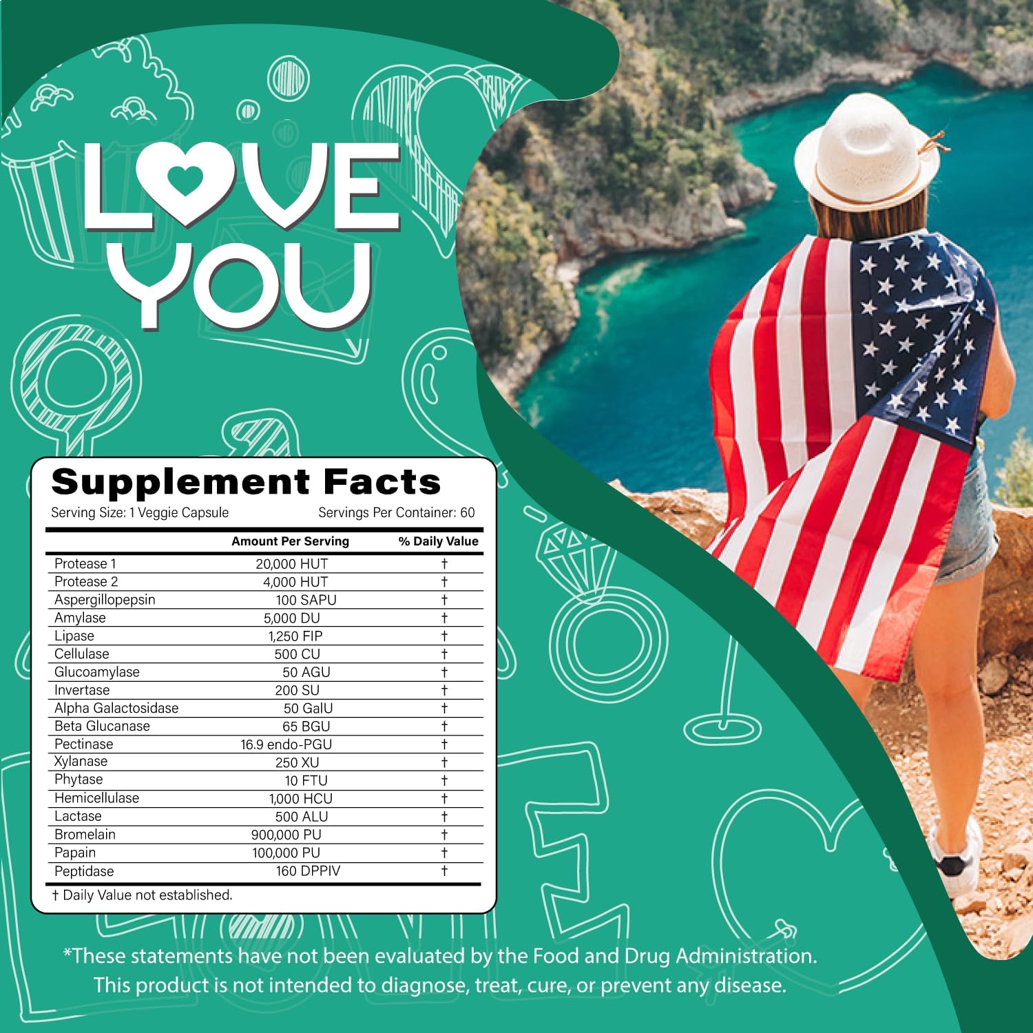 High Potency Digestive Enzymes Supplement for Women and Men - 18 Enzyme Complex for Digestive Comfort - Hemicullulase, Peptidase - 60 Veggie Caps