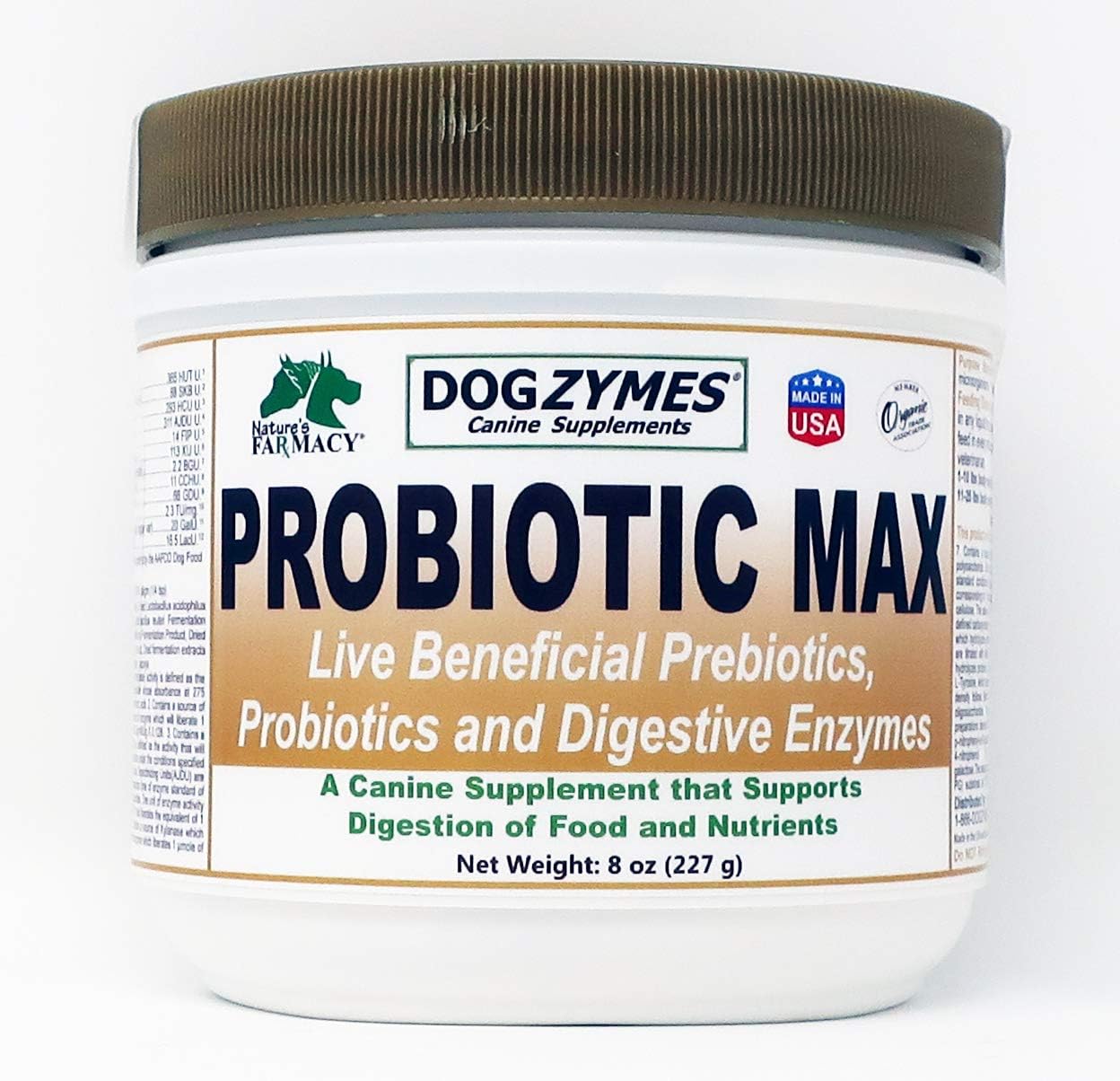 High-Potency Dog Probiotic Supplement with 10 Billion CFU's - Enzymes & Prebiotics - 8 Ounce Bottle