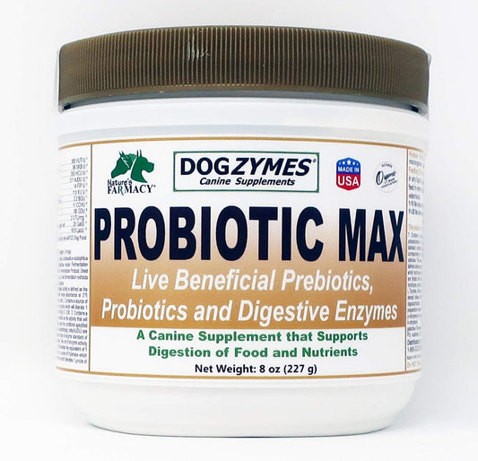 High-Potency Dog Probiotic Supplement with 10 Billion CFU's - Enzymes & Prebiotics - 8 Ounce Bottle