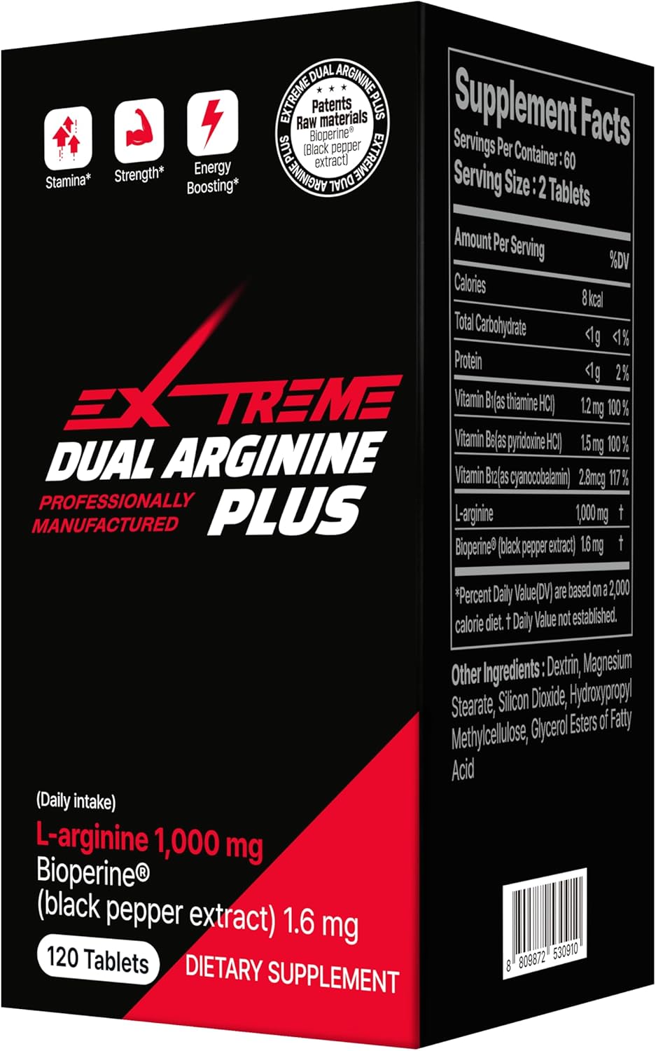 High-Potency Dual ARGININE Plus with Vitamin B Complex for Men's Energy & Performance - 1,000mg x 120 Tablets