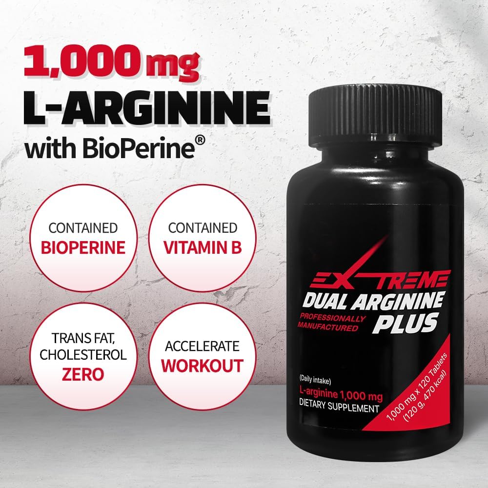 High-Potency Dual ARGININE Plus with Vitamin B Complex for Men's Energy & Performance - 1,000mg x 120 Tablets