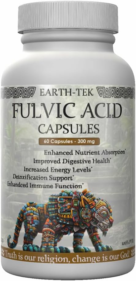 High-Potency Earth-Tek Fulvic Acid Capsules - 60 Count for Immune Support and Overall Health