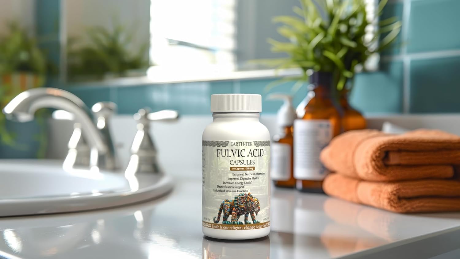 High-Potency Earth-Tek Fulvic Acid Capsules - 60 Count for Immune Support and Overall Health