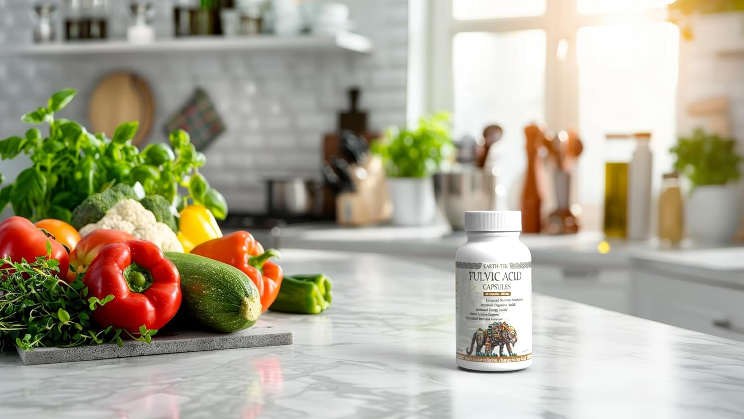 High-Potency Earth-Tek Fulvic Acid Capsules - 60 Count for Immune Support and Overall Health