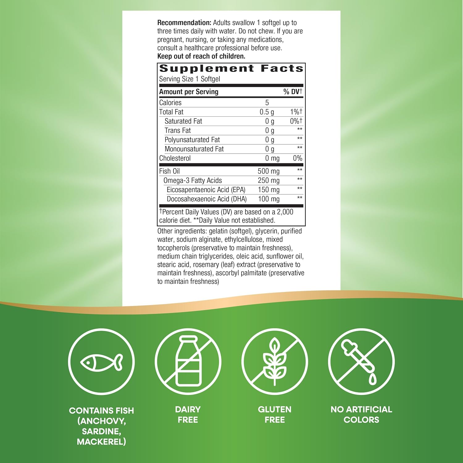 High Potency Enteric Coated Fisol Fish Oil for Cardiovascular and Joint Health - 180 Softgels