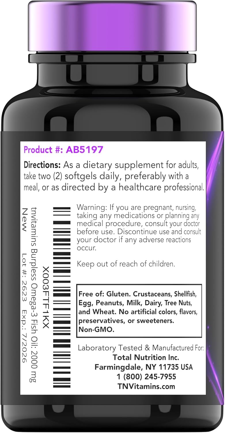 High Potency Enteric Coated Omega-3 Fish Oil Softgels for Heart Health - 2000mg, 90ct - 1400mg Omega-3 Fatty Acids (800mg EPA, 600mg DHA)