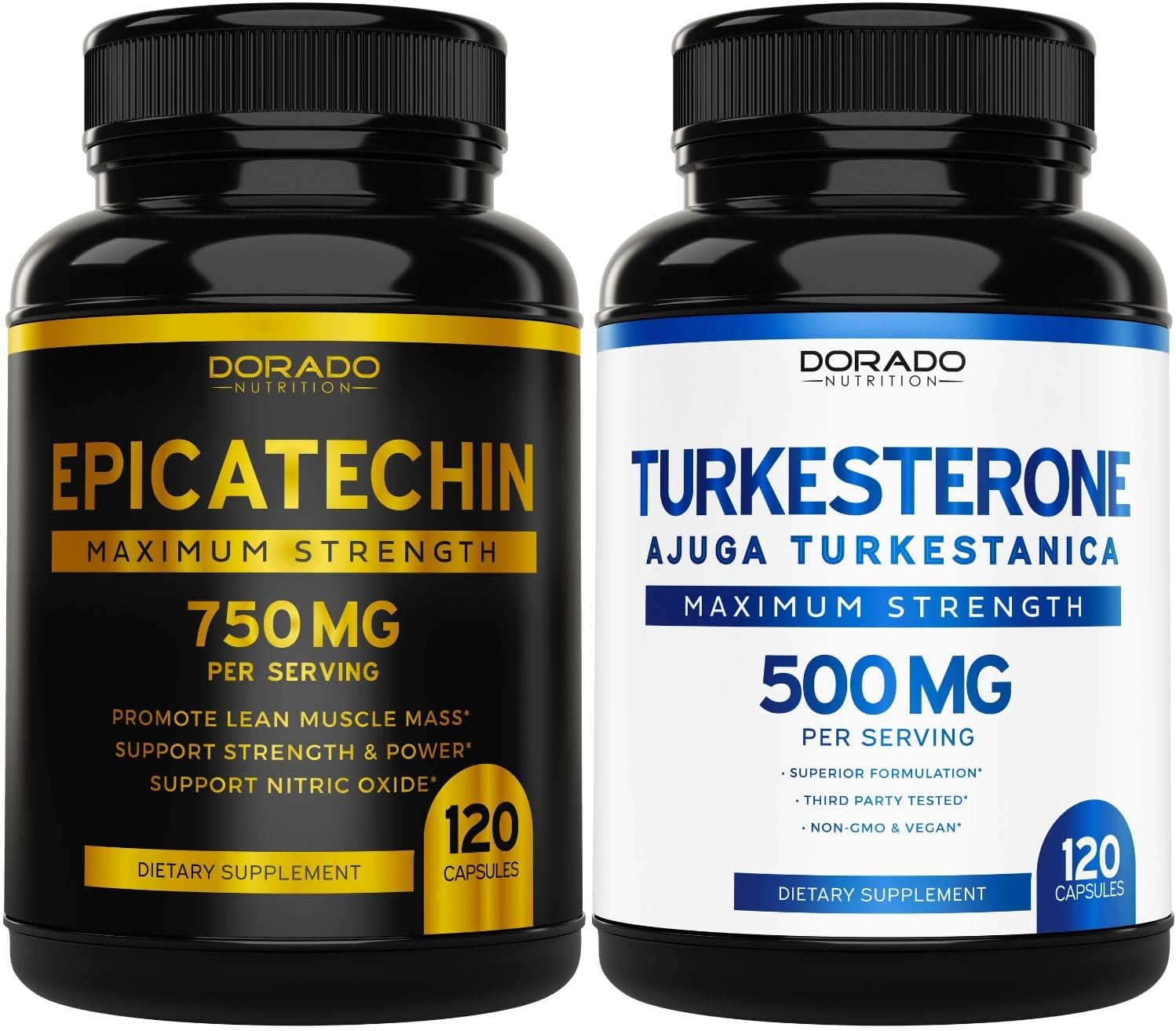 High Potency Epicatechin Extract and Turkesterone Supplement Combo - 120 Capsules Each, 750mg and 500mg Per Serving