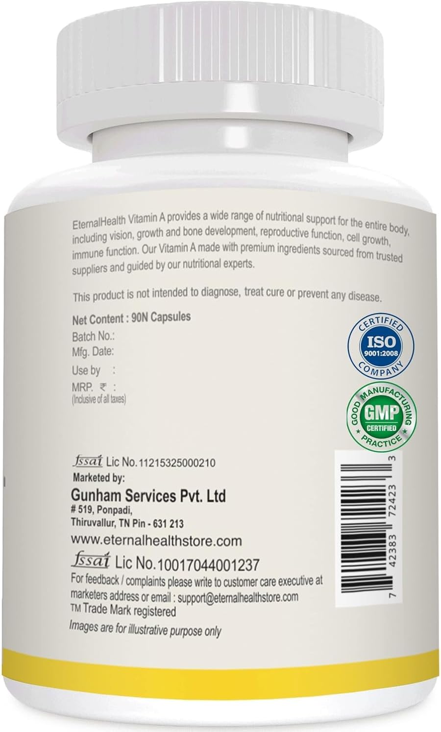 High Potency Eterna.l-Health Vitamin A Capsules with Bilberry Extracts - Supports Vision & Immune System - 90 Veg Capsules